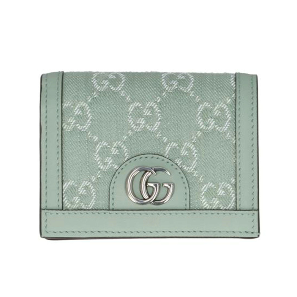 GUCCI Ophidia GG Denim Canvas Compact Wallet